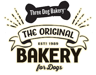 THREE DOG BAKERY THE ORIGINAL ESTD 1989 BAKERY FOR DOGS logo