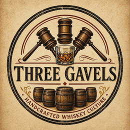 THREE GAVELS HANDCRAFTED WHISKEY CULTURE logo