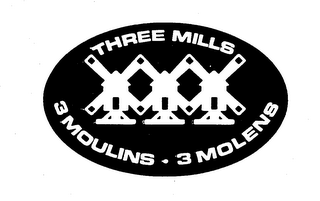 THREE MILLS 3 MOULINS 3 MOLENS logo