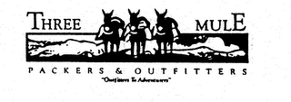 THREE MULE PACKERS & OUTFITTERS "OUTFITTERS TO ADVENTURERS" logo