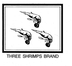 THREE SHRIMPS BRAND logo