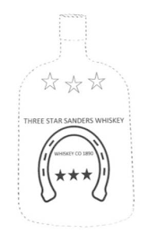 THREE STAR SANDERS WHISKEY CO. 1890 logo
