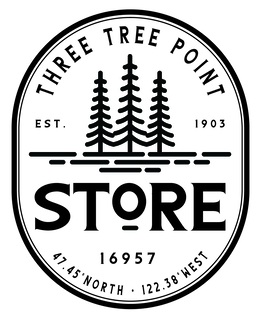 THREE TREE POINT EST. 1903 STORE 16957 47.45° NORTH · 122.38° WEST logo