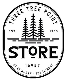 THREE TREE POINT STORE 16957 EST. 1903 47.45° NORTH · 122.38° WEST logo