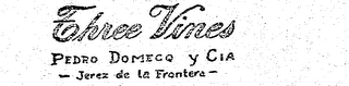 THREE VINES PEDRO DOMECQ Y CIA-JEREZ DE LA FRONTERA- logo