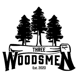 THREE WOODSMEN EST. 2020 logo