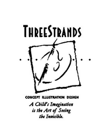 THREESTRANDS CONCEPT ILLUSTRATION DESIGN A CHILD'S IMAGINATION IS THE ART OF SEEING THE INVISIBLE. logo