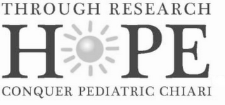 THROUGH RESEARCH HOPE CONQUER PEDIATRIC CHIARI logo