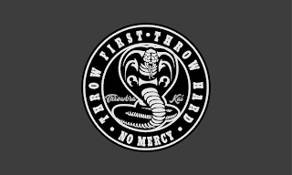 THROW FIRST · THROW HARD  ·NO MERCY ·THROWBRA KAI logo