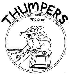 THUMPERS POOL FINE FOOD VIDEOGAMES PRO SHOP logo