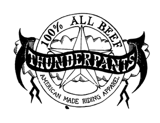 THUNDERPANTS AMERICAN MADE RIDING APPAREL 100% ALL BEEF logo
