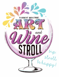 THURMONT MAIN STREET ART AND WINE STROLL SIP. STROLL. BE HAPPY! logo