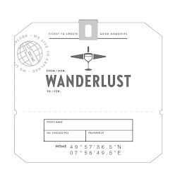 TICKET TO CREATE GOOD MEMORIES · WE LIVE TO EXPLORE · RK WANDERLUST logo