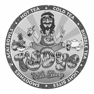 TIE DYE TEA SHOP • HOT TEA • COLD TEA • BUBBLE TEA • LIGHT BITES • SMOOTHIES • ACAI BOWLS logo