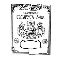 TIGER BRAND 100% PURE OLIVE OIL TIGER REG TRADEMARK logo