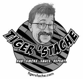 TIGER’STACHE RUB. SMOKE. SAUCE. REPEAT. TIGERSTACHE.COM logo