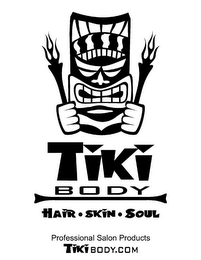 TIKI BODY HAIR · SKIN · SOUL PROFESSIONAL SALON PRODUCTS TIKIBODY.COM logo