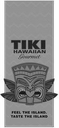 TIKI HAWAIIAN GOURMET FEEL THE ISLAND. TASTE THE ISLAND logo