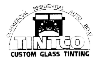 TINTCO CUSTOM GLASS TINTING COMMERCIAL RESIDENTIAL AUTO BOAT logo