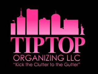TIP TOP ORGANIZING LLC "KICK THE CLUTTER TO THE GUTTER" logo