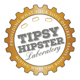 TIPSY HIPSTER LABORATORY PROVIDING WHAT YOUR SOUL DESIRES MIXING WHAT THE BODY LOVES logo