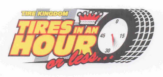 TIRE KINGDOM TIRES IN AN HOUR OR LESS... logo