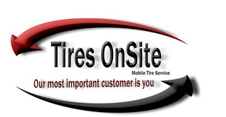 TIRES ON SITE MOBILE TIRE SERVICE OUR MOST IMPORTANT CUSTOMER IS YOU logo