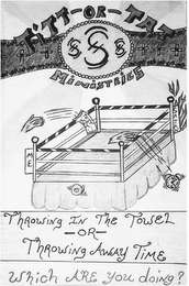 TITT-OR-TAT MINISTRIES THROWING IN THE TOWEL -OR- THROWING AWAY TIME WHICH ARE YOU DOING? 3 6 9 12 ME SATAN TITT OR TAT S S S logo
