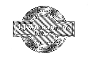 T.J. CINNAMONS BAKERY HOME OF THE ORIGINAL GOURMET CINNAMON ROLL logo