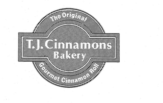 T.J. CINNAMONS BAKERY THE ORIGINAL GOURMET CINNAMON ROLL logo