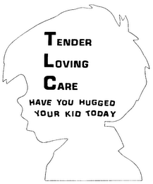 TLC TENDER LOVING CARE HAVE YOU HUGGED YOUR KID TODAY logo