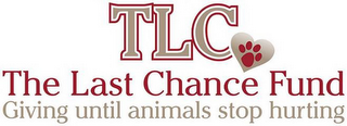 TLC THE LAST CHANCE FUND GIVING UNTIL ANIMALS STOP HURTING logo