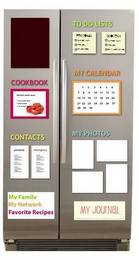 TO DO LISTS COOKBOOK MY CALENDAR CONTACTS MY PHOTOS MY FAMILY MY NETWORK FAVORITE RECIPES MY JOURNAL logo