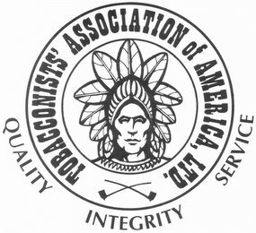 TOBACCONISTS' ASSOCIATION OF AMERICA, LTD., QUALITY, INTEGRITY AND SERVICE logo