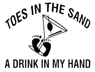 TOES IN THE SAND A DRINK IN MY HAND logo