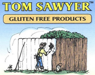 TOM SAWYER GLUTEN FREE PRODUCTS. NO CLAIM IS MADE TO THE EXCLUSIVE RIGHT TO USE "GLUTEN FREE" APART FROM THE MARK AS SHOWN. logo
