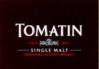TOMATIN SINGLE MALT HIGHLAND SCOTCH WHISKY EST 1897 logo