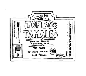 TOMBO'S TAMALES BEEF HOT TAMALES IN PARCHMENT PAPER logo