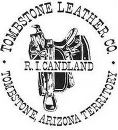 TOMBSTONE LEATHER CO. TOMBSTONE, ARIZONA TERRITORY R.I. CANDLAND logo