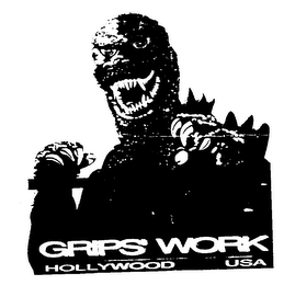 "TOMZILLA GRIPS WORK" GRIPS WORK HOLLYWOOD USA logo