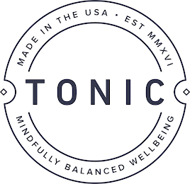 TONIC MINDFULLY BALANCED WELLBEING MADEIN THE USA EST MMXVI logo