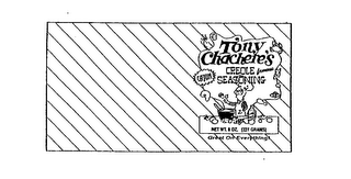 TONY CHACHERE'S CREOLE FAMOUS SEASONING CAJUN NET WT. 8 OZ. (227 GRAMS) GREAT ON EVERYTHING! logo