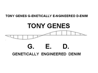 TONY GENES G-ENETICALLY E-NGINEERED D-ENIM logo