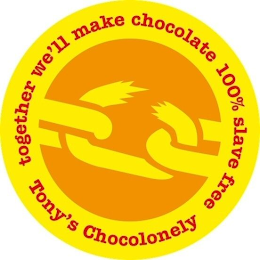 TONY'S CHOCOLONELY TOGETHER WE'LL MAKE CHOCOLATE 100% SLAVE FREE logo