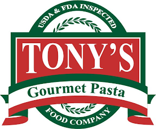 TONY'S GOURMET PASTA USDA & FDA INSPECTED FOOD COMPANY logo