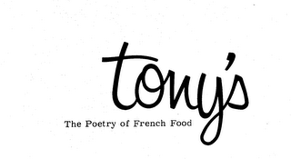 TONY'S THE POETRY OF FRENCH FOOD logo