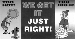 TOO HOT! TOO COLD! WE GET IT JUST RIGHT! logo