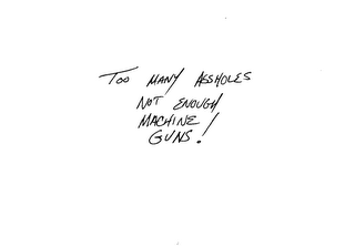 TOO MANY ASSHOLES NOT ENOUGH MACHINE GUNS logo