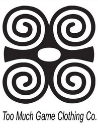 TOO MUCH GAME CLOTHING CO. logo