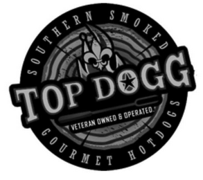 TOP DOGG SOUTHERN SMOKED GOURMET HOT DOGS VETERAN OWNED & OPERATED logo